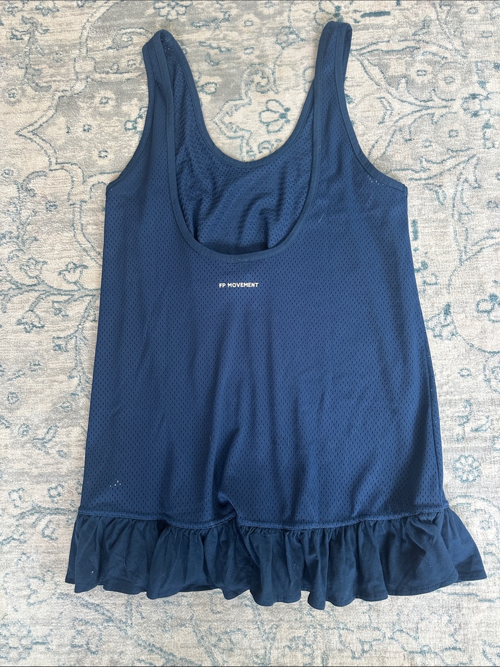 Free People Movement Coverup Navy Sleeveless Mesh with Ruffle Hem size small